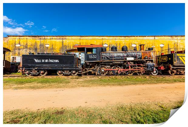Derelict steam train, Trinidad Print by David Hare