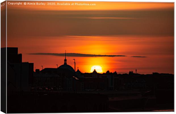 Whitley Bay Silhouette at Sunset Canvas Print by Aimie Burley