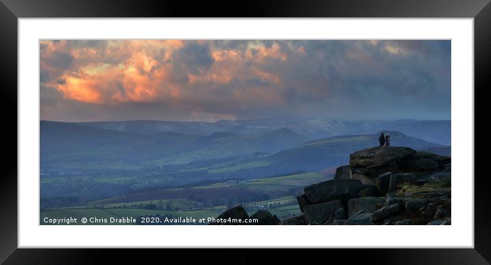 Winter sunset from Stanage Edge                    Framed Mounted Print by Chris Drabble