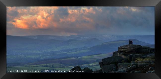 Winter sunset from Stanage Edge                    Framed Print by Chris Drabble
