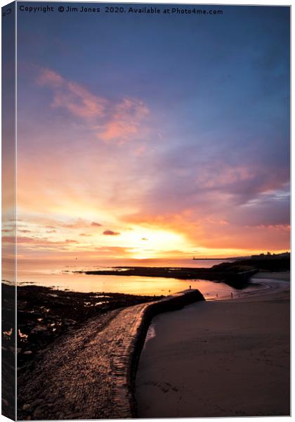 December Sunrise over Cullercoats Bay Canvas Print by Jim Jones