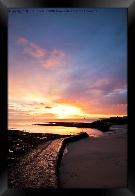 December Sunrise over Cullercoats Bay Framed Print by Jim Jones