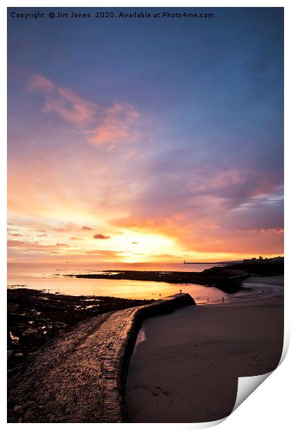 December Sunrise over Cullercoats Bay Print by Jim Jones