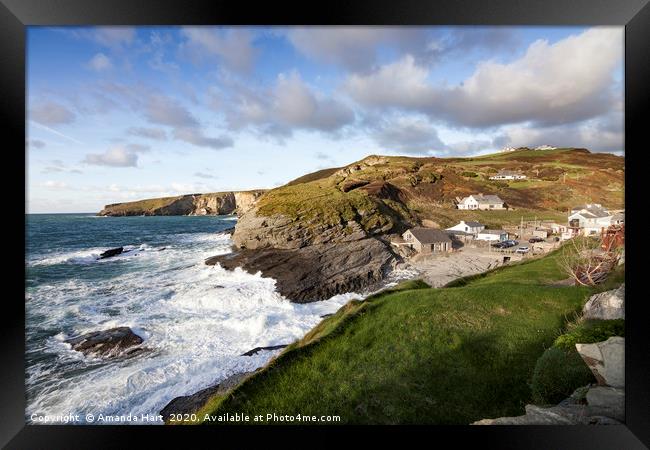 High Tide at Trebarwith Strand Framed Print by Amanda Hart