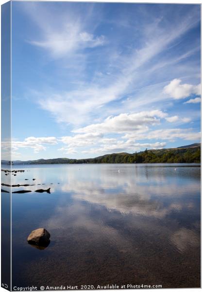 Reflection, Coniston Water, Lake District Canvas Print by Amanda Hart