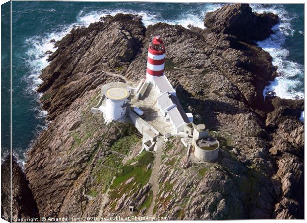 Aerial View of Casquets Lighthouse Canvas Print by Amanda Hart