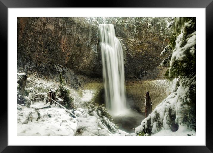 Salt Creek Falls on a Winter's Day Framed Mounted Print by Belinda Greb