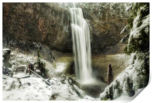 Salt Creek Falls on a Winter's Day Print by Belinda Greb