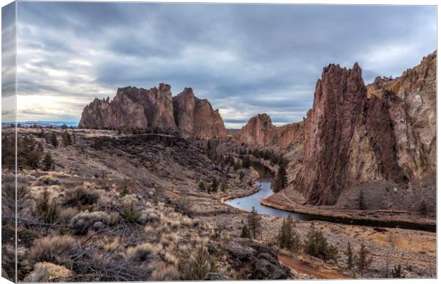 Twilight at Smith Rock State Park Canvas Print by Belinda Greb