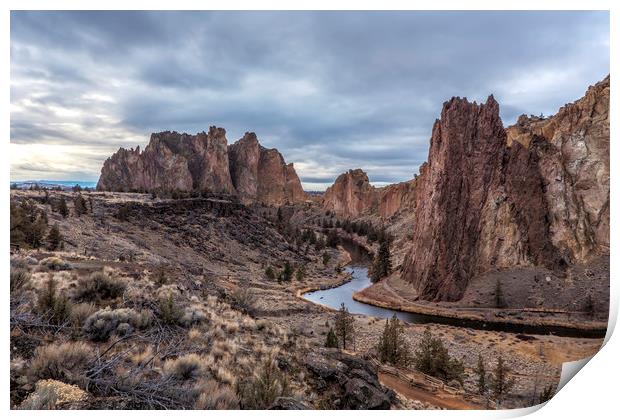 Twilight at Smith Rock State Park Print by Belinda Greb