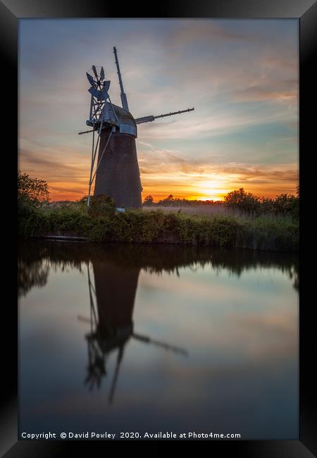 Turf Fen Mill Sunset 1 Framed Print by David Powley