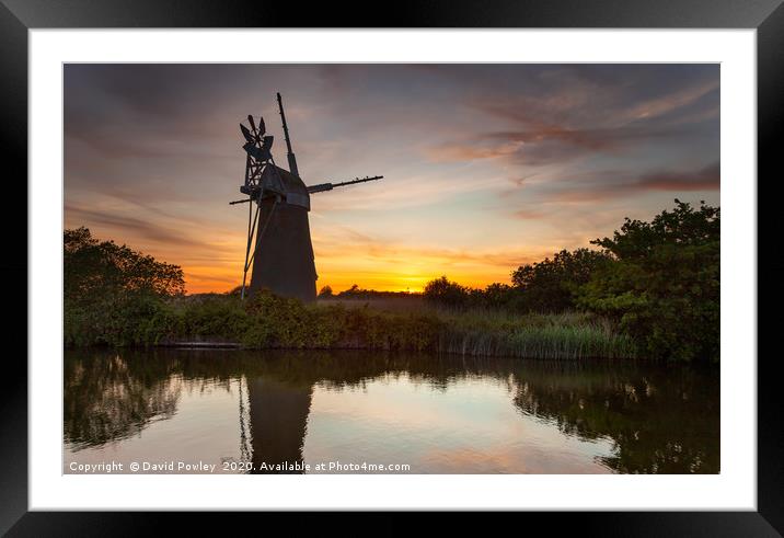 Turf Fen Mill Sunset 2 Framed Mounted Print by David Powley