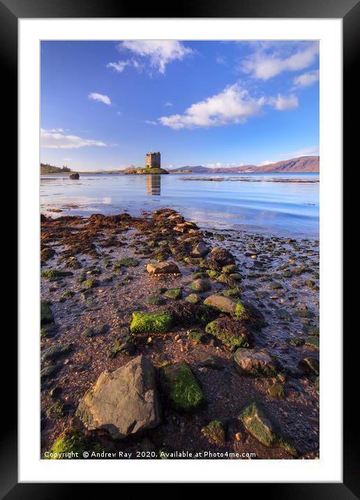Rocky Shore (Castle Stalker) Framed Mounted Print by Andrew Ray