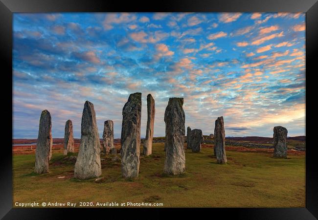 Sunset at Callanish Stone Circle Framed Print by Andrew Ray