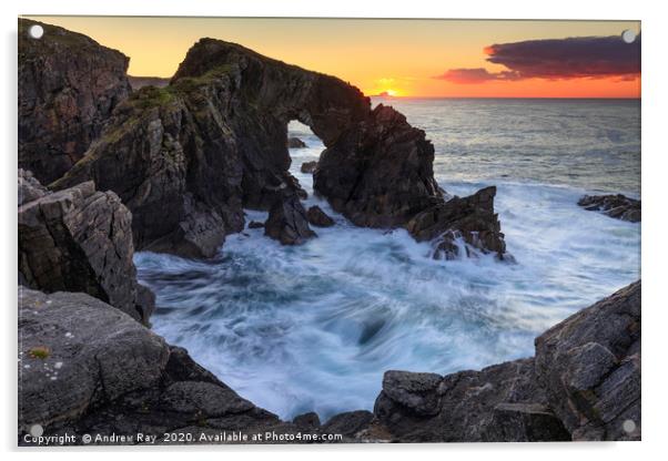 Stac a' Phris at sunset (Isle of Lewis) Acrylic by Andrew Ray