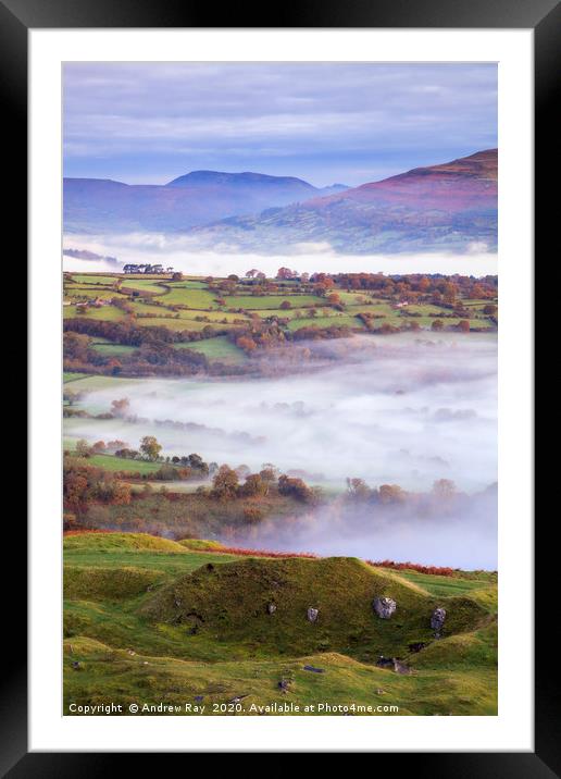 Mist in the Usk Valley Framed Mounted Print by Andrew Ray