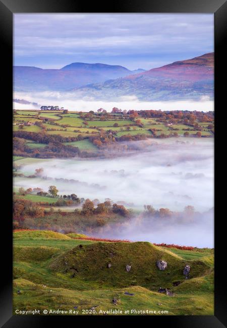 Mist in the Usk Valley Framed Print by Andrew Ray