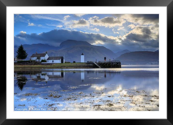 Corpach Reflections Framed Mounted Print by Andrew Ray