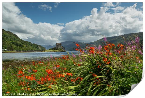 Eilean Donan Castle Summer Flowers Scotland Print by Barbara Jones