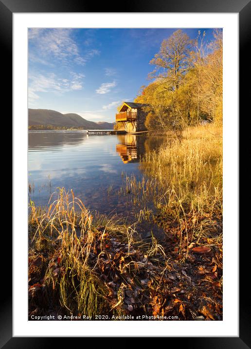 Ullswater Boathouse Framed Mounted Print by Andrew Ray