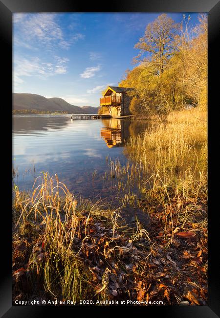Ullswater Boathouse Framed Print by Andrew Ray