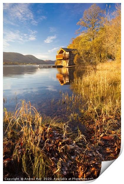 Ullswater Boathouse Print by Andrew Ray