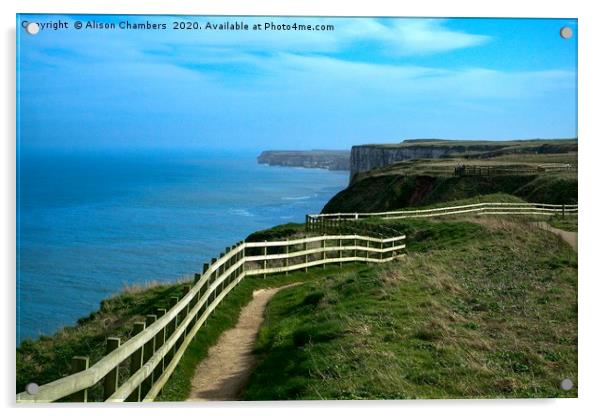 Bempton Cliffs Footpath Acrylic by Alison Chambers