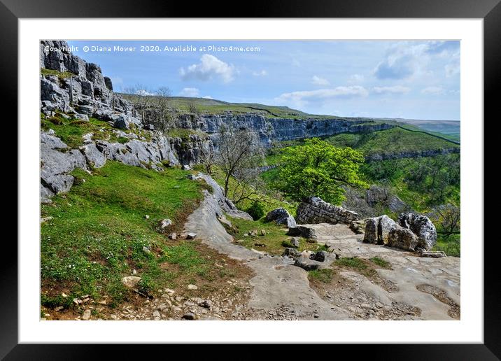 Malham Cove Descent Framed Mounted Print by Diana Mower