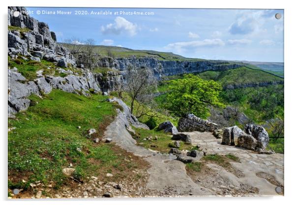 Malham Cove Descent Acrylic by Diana Mower