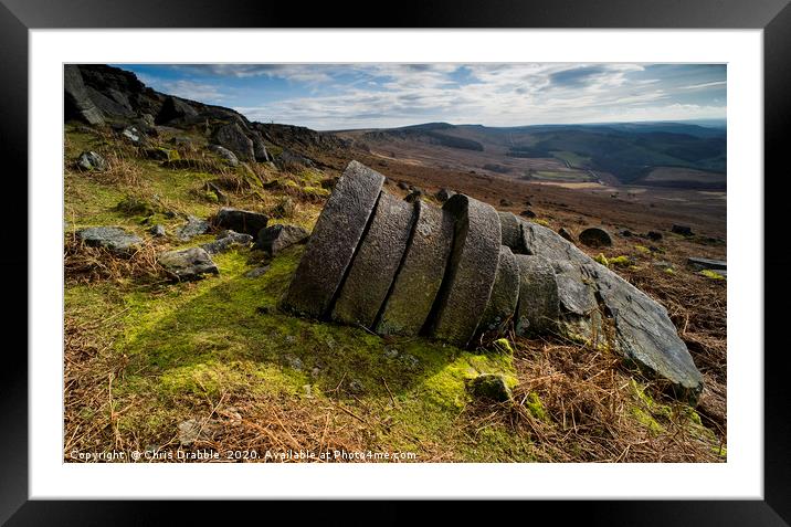 Mill Stones, under Stanage Edge Framed Mounted Print by Chris Drabble