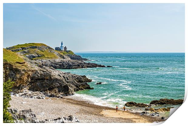 Bracelet Bay and the Mumbles Lighthouse Gower Print by Nick Jenkins