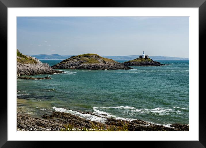 Mumbles Lighthouse and Bracelet Bay Gower Framed Mounted Print by Nick Jenkins