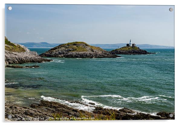 Mumbles Lighthouse and Bracelet Bay Gower Acrylic by Nick Jenkins