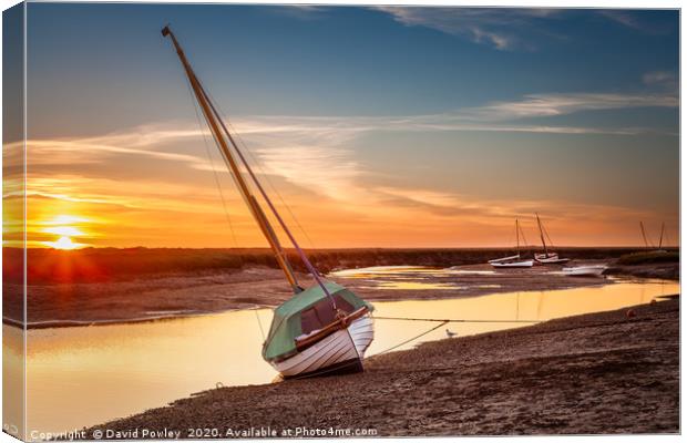 Blakeney Low Tide Sunset Norfolk Canvas Print by David Powley
