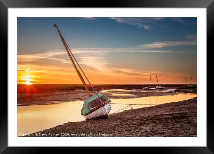 Blakeney Low Tide Sunset Norfolk Framed Mounted Print by David Powley