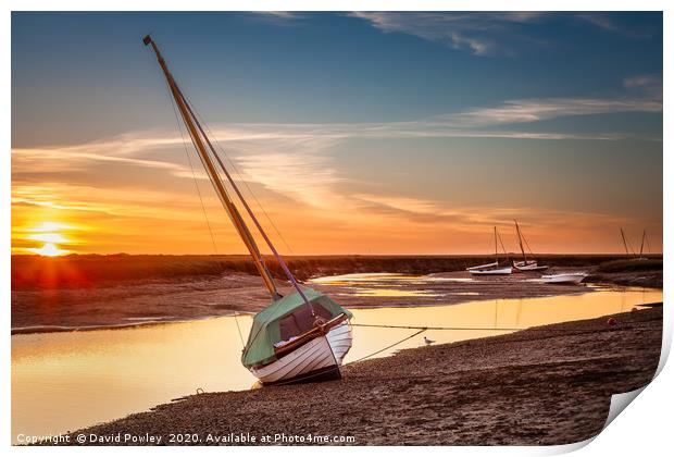 Blakeney Low Tide Sunset Norfolk Print by David Powley