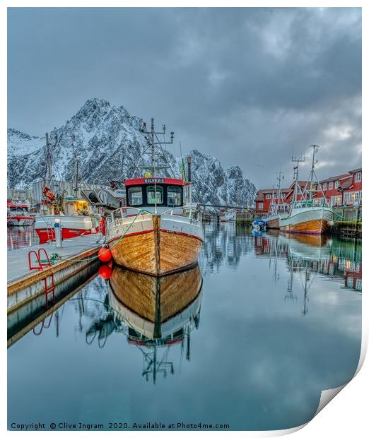 Tranquil Arctic Fishing Boats Print by Clive Ingram