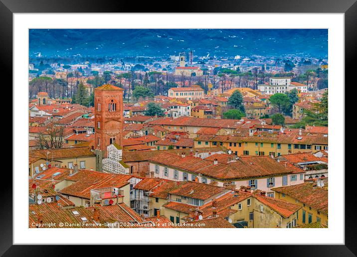 Aerial View Historic Center of Lucca, Italy Framed Mounted Print by Daniel Ferreira-Leite