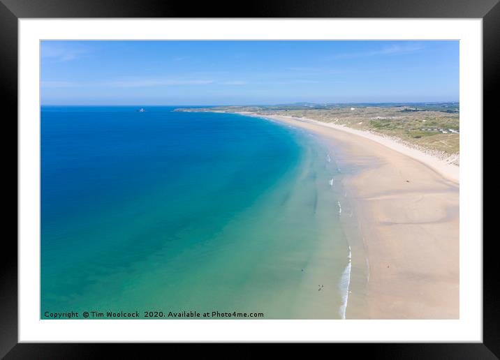 Aerial Photograph of Hayle Beach looking towards G Framed Mounted Print by Tim Woolcock