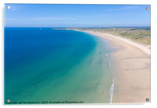 Aerial Photograph of Hayle Beach looking towards G Acrylic by Tim Woolcock