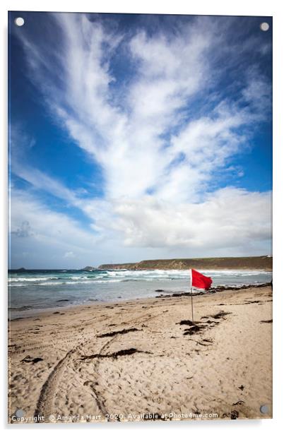 Sennen Beach Cornwall Acrylic by Amanda Hart