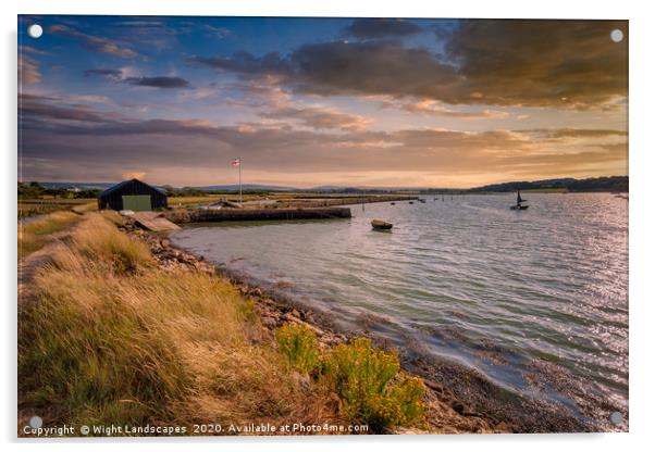 Newtown Quay Sunset Isle Of Wight Acrylic by Wight Landscapes