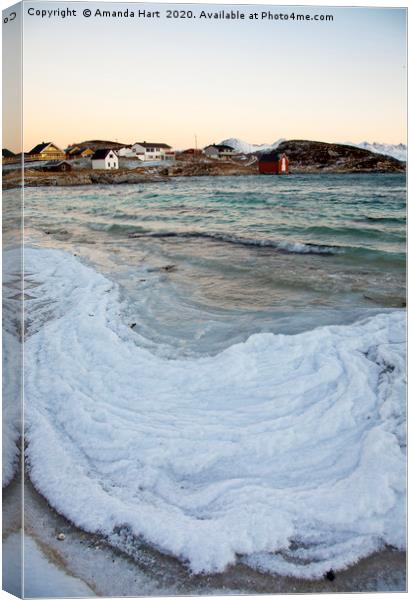 Winter Sea Norway - Frozen waves Canvas Print by Amanda Hart