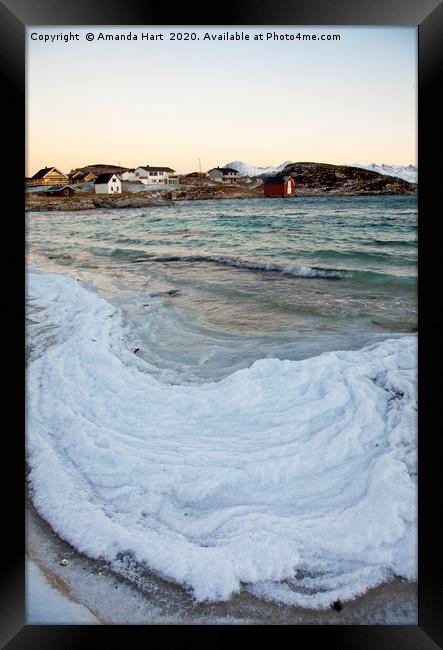 Winter Sea Norway - Frozen waves Framed Print by Amanda Hart