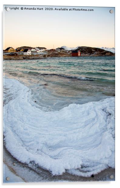 Winter Sea Norway - Frozen waves Acrylic by Amanda Hart
