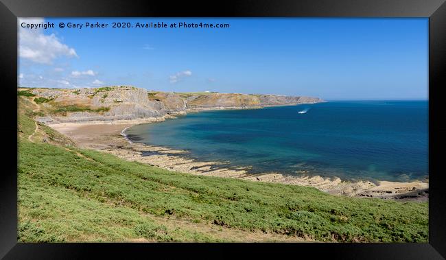 A sweeping bay, on the South Wales coast of Wales Framed Print by Gary Parker