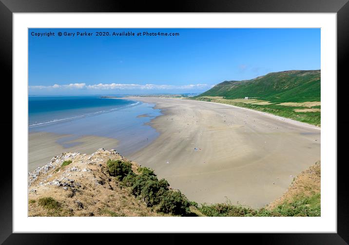 Rhossili beach, from the Welsh Coastal path Framed Mounted Print by Gary Parker