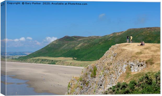 Rhossili Bay, the Gower, Wales, on a sunny day  Canvas Print by Gary Parker