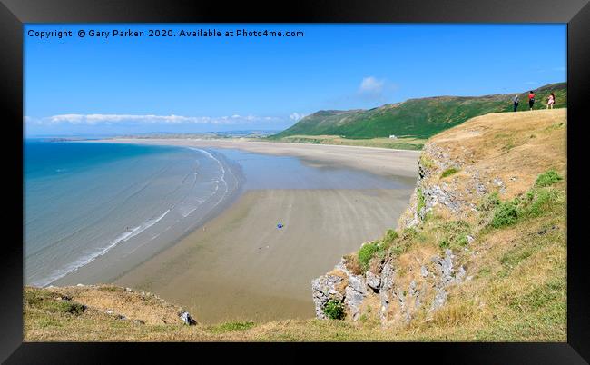 Rhossili Bay, the Gower, Wales, on a sunny day Framed Print by Gary Parker