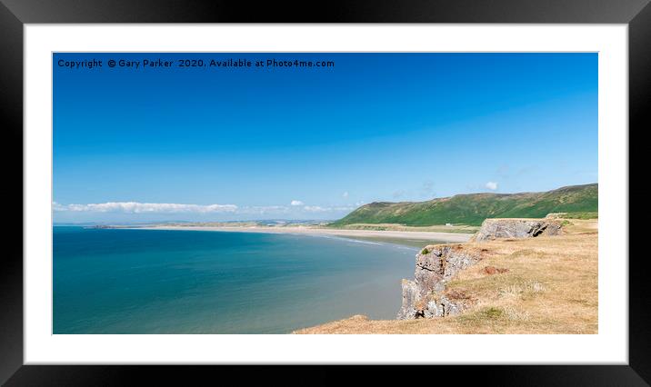 Rhossili Bay, Wales, from the Welsh coastal path Framed Mounted Print by Gary Parker
